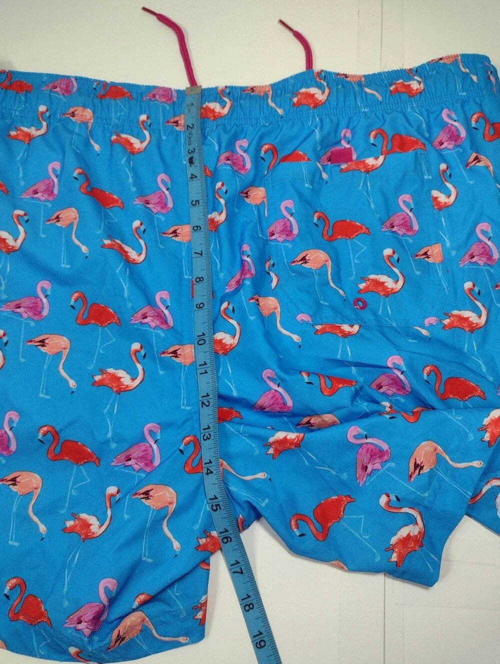 George Men's Blue Flamingo Print Swim Trunks (2XL)